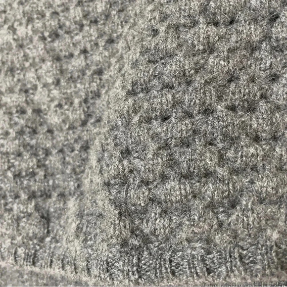 Ann Taylor Gray Off the Shoulder Cashmere Sweater S Fold over Waffle Knit Collar - Picture 7 of 7